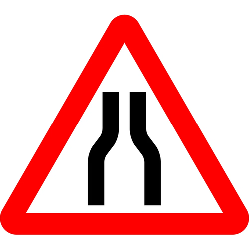 750mm Reversible Road Narrows - Black Plastic Sign