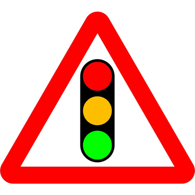 750mm Traffic Signals Ahead - Black Plastic Sign