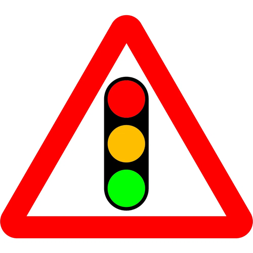 750mm Traffic Signals Ahead - Black Plastic Sign
