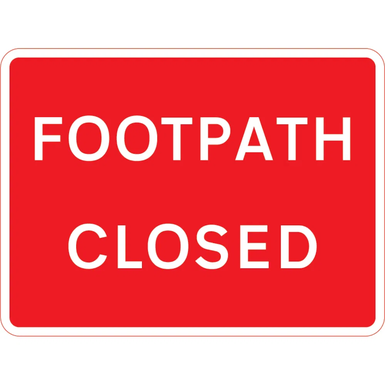 600mm x 450mm Footpath Closed - Black Plastic Sign