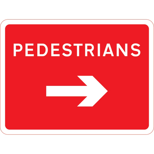 600mm x 450mm Pedestrians Right - Black Plastic Sign