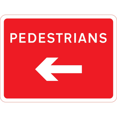 600mm x 450mm Pedestrians Left - Black Plastic Sign