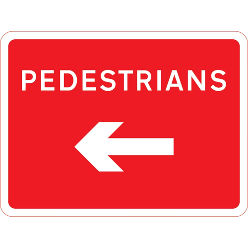 600mm x 450mm Pedestrians Left - Black Plastic Sign
