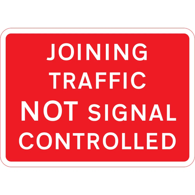 1050mm x 750mm Joining Traffic Not Signal Controlled - Black Plastic Sign