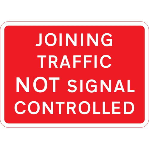 1050mm x 750mm Joining Traffic Not Signal Controlled - Black Plastic Sign