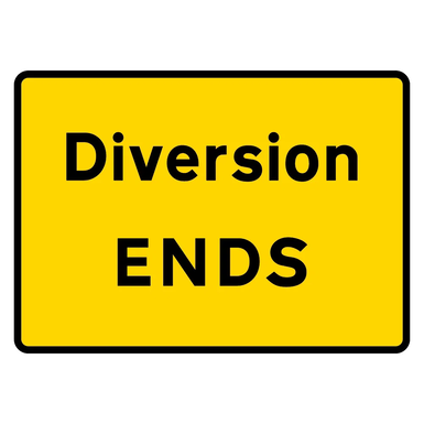 1050mm x 750mm Diversion ENDS - Black Plastic Sign