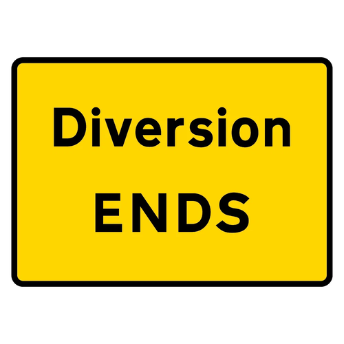 1050mm x 750mm Diversion ENDS - Black Plastic Sign